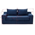 thumbnail image 5 of HAIXIAO 2 in 1 Versatile Foldable Couch Bed in Velvet - High-Density Foam Loveseat with Storage Pockets, for Apartment Office Living Room, No Assembly, Blue, 5 of 11