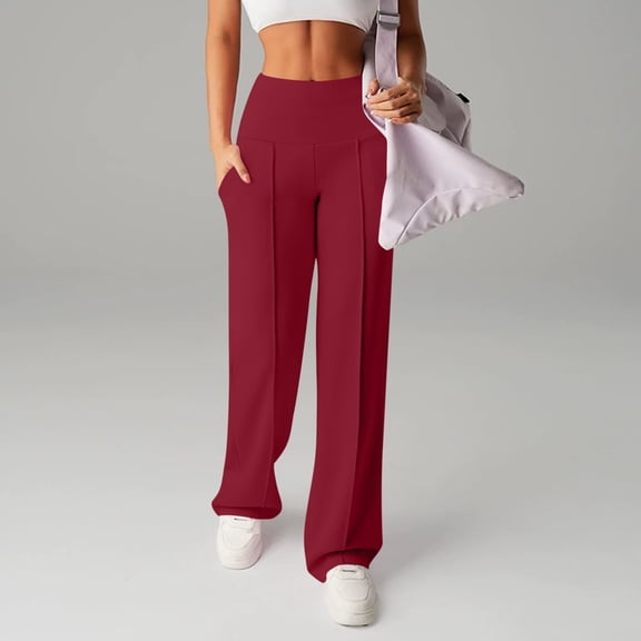 gbyLJF Womens Yoga Pant High Waist Loose Fit Stretch Workout Long Pants Casual Wide Leg Pants with Pockets