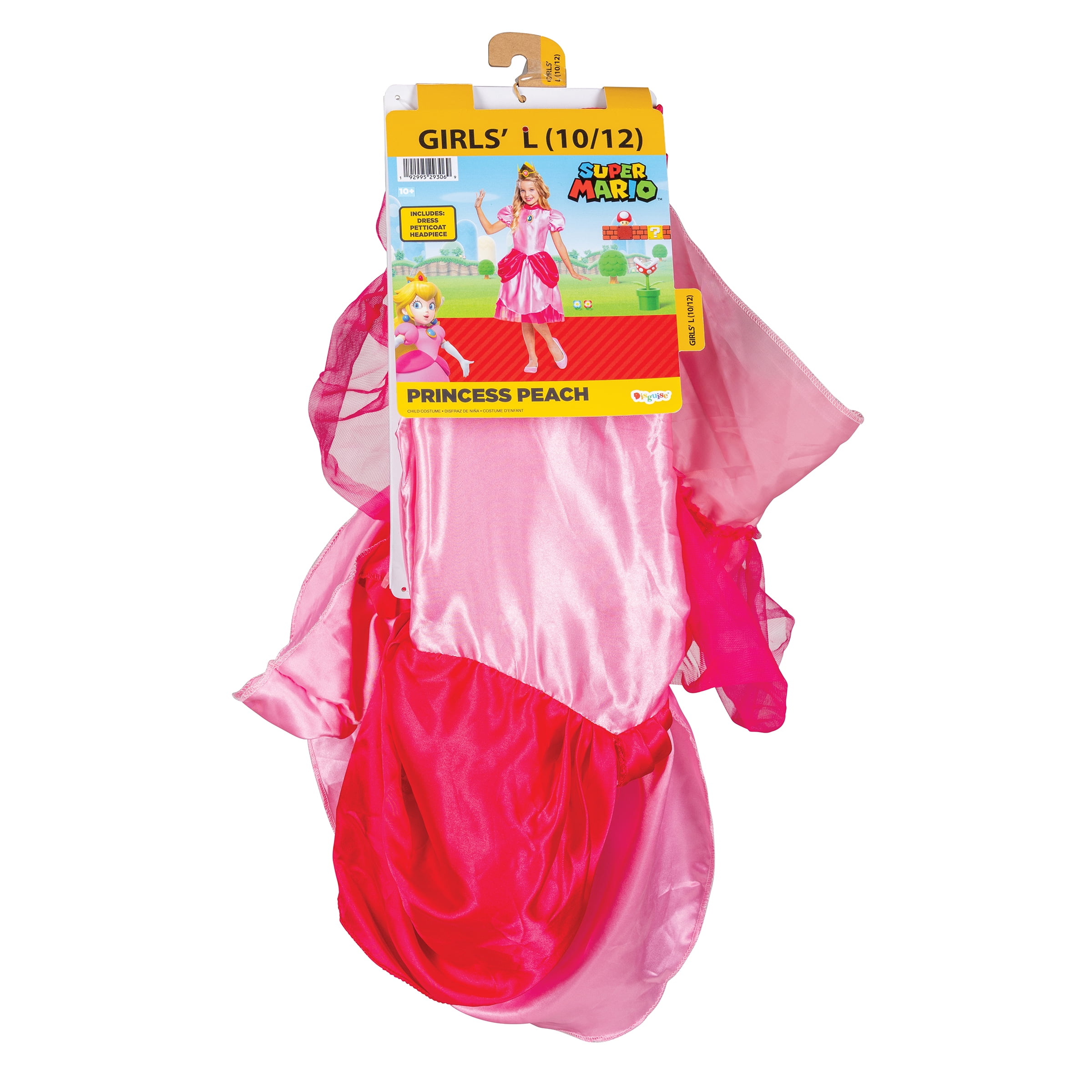Nintendo Super Mario Bros. Princess Peach Halloween Costume for Children, Girls Size L (10/12), by Disguise