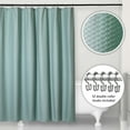 thumbnail image 3 of Microdry Water-Repellent Embossed Fabric Shower Curtain Liner Set with 12 Rust-Resistant Chrome Double Roller Hooks, 72" x 72", Aquifer (13-Piece), 3 of 7