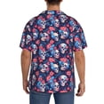 thumbnail image 3 of Gukieu Skull flower blue Print Men's Short-sleeved Shirts, Button-down Pocket Shirts, T-shirts, Beach Vacation Travel Summer Clothing-3X-Large, 3 of 5
