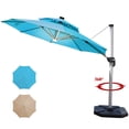 thumbnail image 2 of Costway 10ft Solar LED Patio Offset Umbrella 360Degree Rotation  USB Turquoise W/Base, 2 of 10