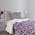 thumbnail image 3 of Ambesonne Purple Mandala Quilted Bedspread Set 2 Pcs, Oriental Lines, Twin Size, Dried Rose Pale Blue, 3 of 5