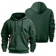 thumbnail image 4 of Hoodies for Men Quater Zip Up Pullover Sweatshirt Casual Workout Mens Hoodies with Pockets, Dark Green, Size XL, 4 of 6