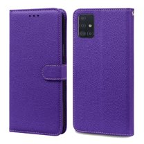 for Samsung Galaxy A51 5G Wallet Case with Wrist Strap Kickstand Magnetic Card Slots Phone Cover for Samsung Galaxy A51 5G (6.5 Inch),Purple