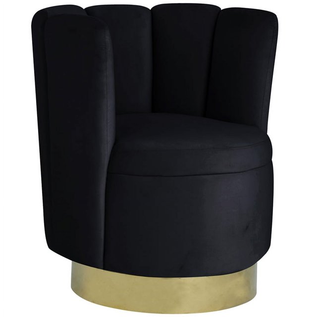 Chaise d'Appoint Pivotante en Velours Ellis en Velours Noir