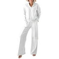 thumbnail image 1 of BYHONG Women's Wide Leg Pants Solid Color Leisure Two Piece Set Womens Pant Suits White L, 1 of 4