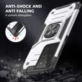 thumbnail image 6 of Case for Samsung Galaxy S21 Ultra 5G, Military Grade Armor Ring Holder Case Ultra Slim Shockproof TPU Bumper Hard PC Case Rotatable Ring Kickstand Cover for Galaxy S21 Ultra 5G - Silver, 6 of 14