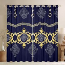 Feelyou Mystic Hippie Damask Curtains Pack of 2 (42x84 Each), Retro Western Floral Curtains Blackout, Mid Century Fashion Bedroom Curtains, Window Curtains Bedroom Decor