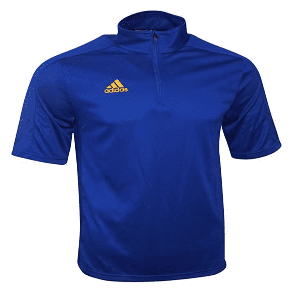 adidas Game Built Short Sleeve Quarter-Zip Top Mens Multi-Sport Royal/Gold S
