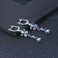 thumbnail image 2 of Swiss Blue Topaz Floral Earrings, Dangle Drop Earrings in 925 Sterling Silver, 2 of 6