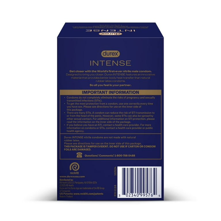 Durex Intense Ultra Thin Non-Latex Nitrile Condoms, Silicone Lubricated, 24  Count - Walmart.com