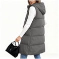 thumbnail image 4 of Lenago Women's Coat Casual Denim Jacket, Long Sleeve Button Down Coat Winter Warm Solid Color Side Pocket Hooded Button zipper long style Jacket Coat, 4 of 7