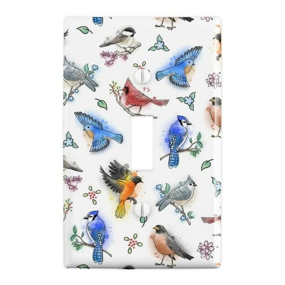 Northeastern Birds Pattern Plastic Wall Decor Toggle Light Switch Plate Cover