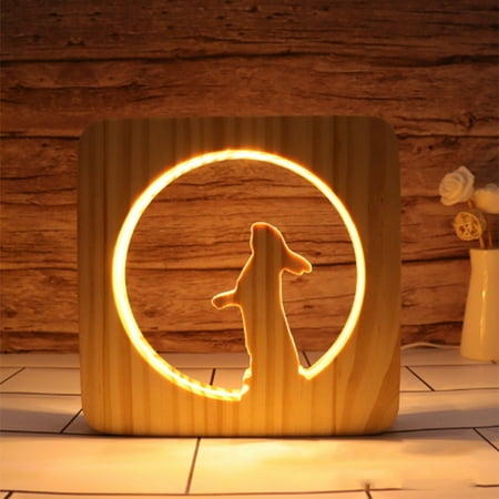 

Easter Bunny Shaped Wood Bedside Lamp 3D LED Optical Night Light Personalized Room Decor Birthday Retirement Gifts For Women Friend