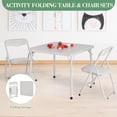 thumbnail image 3 of 3 Piece Foldable Table and Chair Set, Portable Upholstered Card Table and Chair, Metal Frame Folding Children Activity’s Table and Chair Set for Dining Room, Playroom, Living Room, Beige, 3 of 8