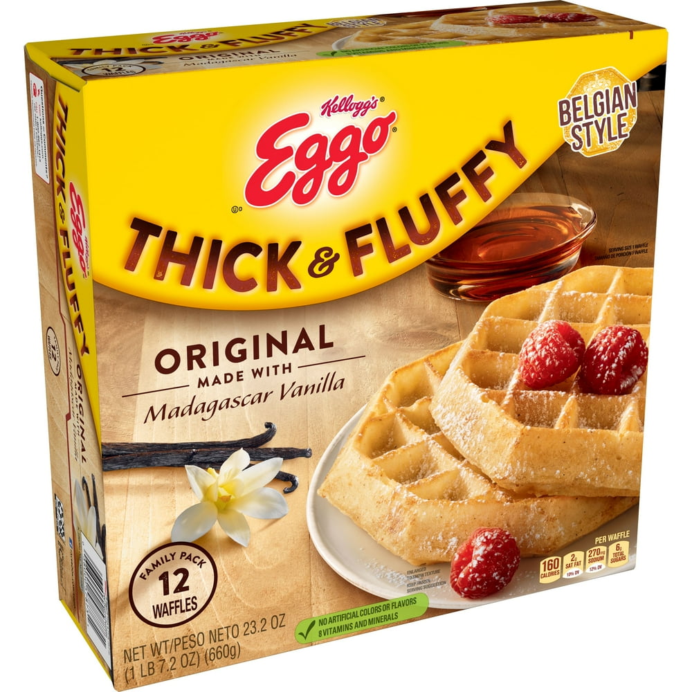 Eggo Thick and Fluffy, Frozen Waffles, Original, Easy Breakfast, Family