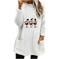 thumbnail image 3 of Jsaierl Merry Christmas Fleece Shirts for Women Funny Xmas Graphic Tees Stretch Round Neck T-shirt Short Sleeve Tunic Blouse Tops Christmas Costumes, 3 of 5