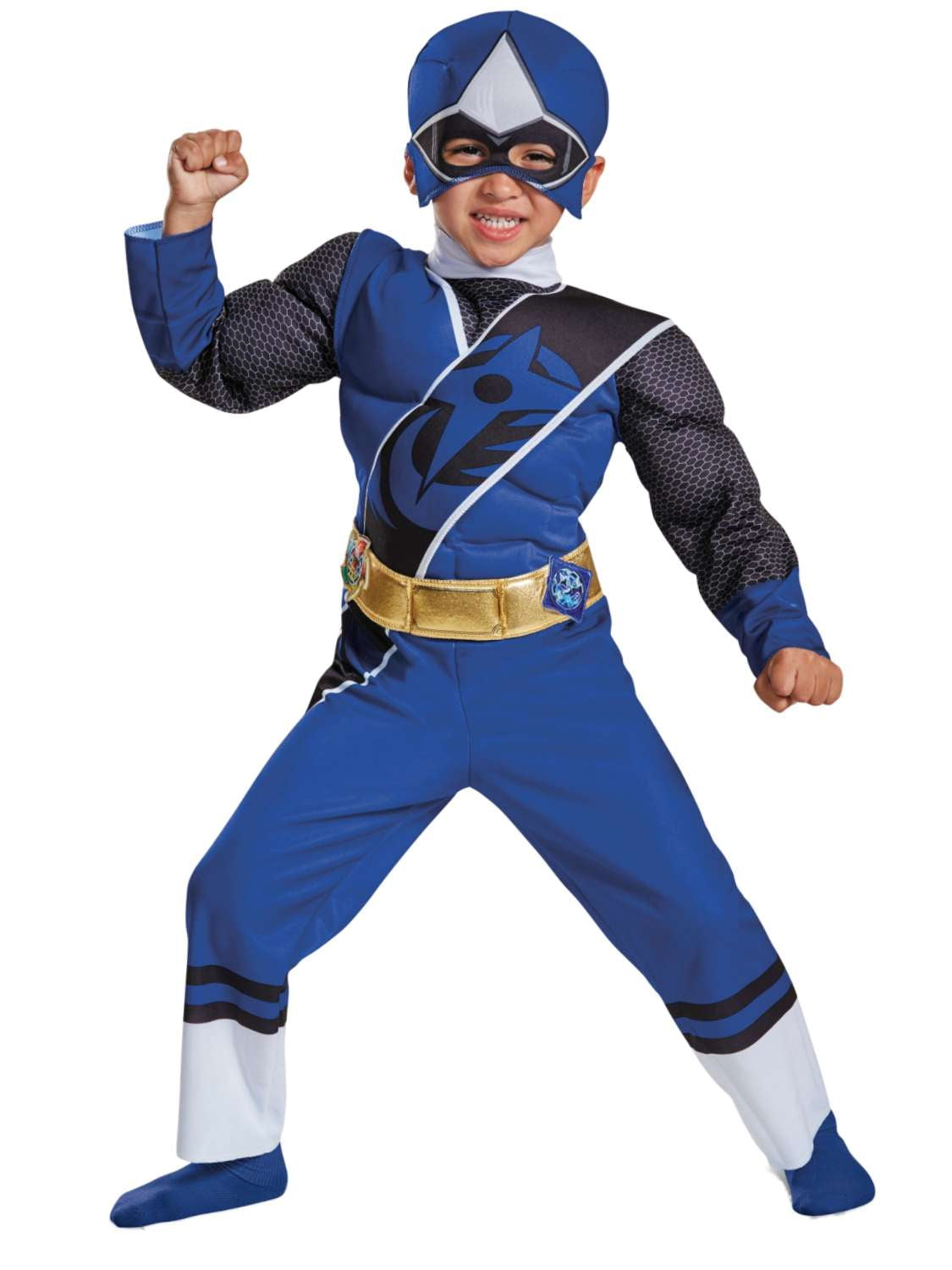 Boys Blue Ninja Steel Power Ranger Costume Child Fancy Dress Outfit