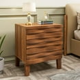 thumbnail image 7 of UEV Solid Wood Nightstand Set of 2, 19.7" W Boho Nightstand with 2 Drawers, Fluted Wooden Night Stand, Mid Century Modern Bed Side Table for Bedroom, Natural Wood, 7 of 7