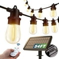 thumbnail image 1 of addlon 54(48+6) FT Solar String Lights Outdoor Waterproof with USB Port & Remote Control Solar Patio Lights Long Last for 20+Hrs Dimmable Solar Power LED Bulbs for Porch Garden Market Bistro, 1 of 7