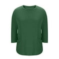 thumbnail image 5 of Lenpel Women's Plus Size Tops 3/4 Length Sleeve Crew Neck Oversized T Shirts Soft Casual Tees Loose Tunic Blouses with Pockets(Army Green,5X-Large), 5 of 7