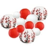 Just Artifacts Decorative Round Chinese Assorted 12pc Red Sakura (Cherry) Flowers Paper Lanterns (Color: Hanami Soiree)