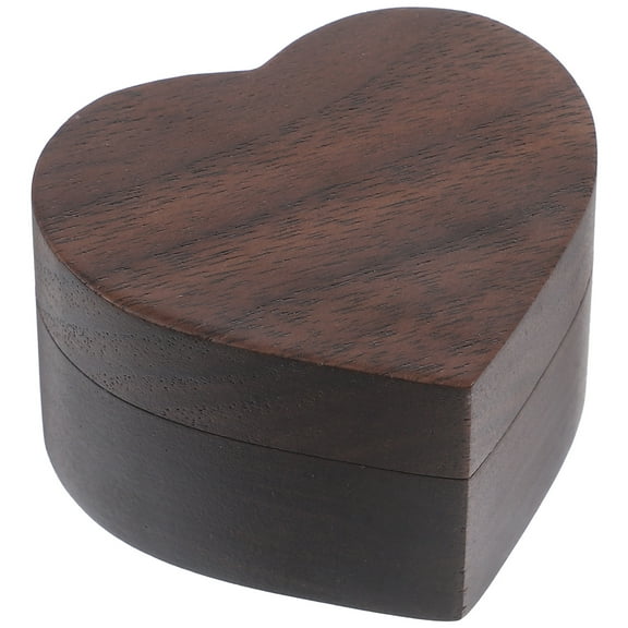 MLINS Heart Shape Wooden Rings Box for Storage of Wedding Proposal Rings and Jewelry Brown Color