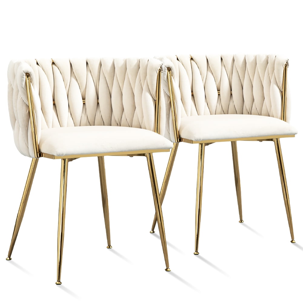 Accent Chairs Set of 2, Velvet Dining Chairs, KAMIDA Chairs with Golden