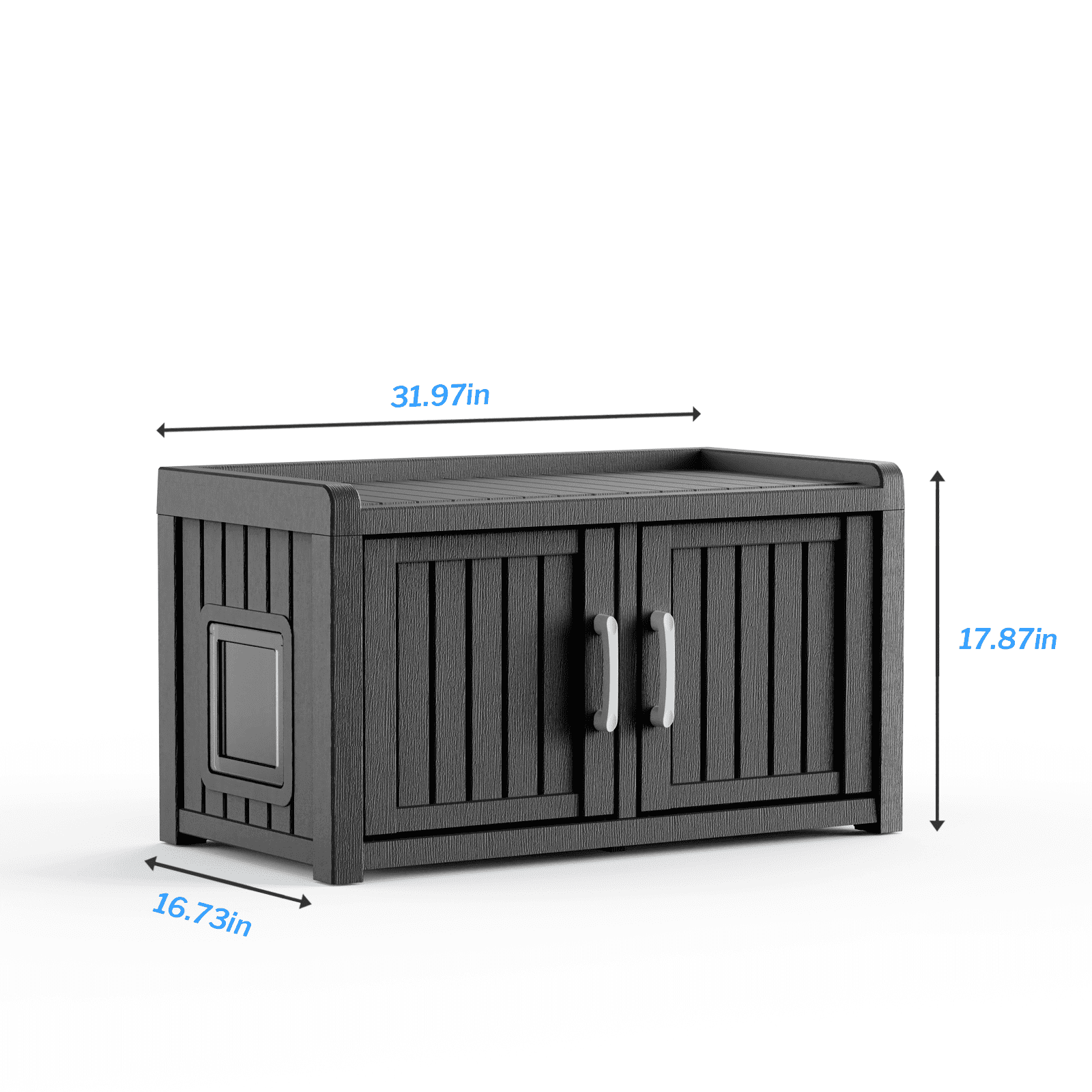 Resin Cat Litter Box Enclosure - Hidden Multi-Functional Furniture with Double Doors, Waterproof UV-Resistant, Spacious Odorless Design for Indoor Outdoor Use