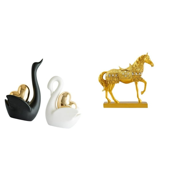 Elegante Juego De Figuras De Cisne Y Caballo, Adornos Artísticos De Mesa Para La Decoración Del Hogar Y La Oficina, Esculturas De Animales únicas Para La Entrada De La Estantería.