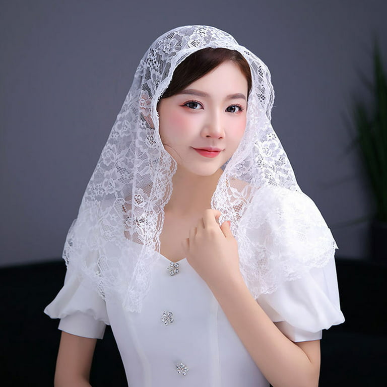 Ivory Mantilla Bridal Veils Lace Catholic Head covering For Church