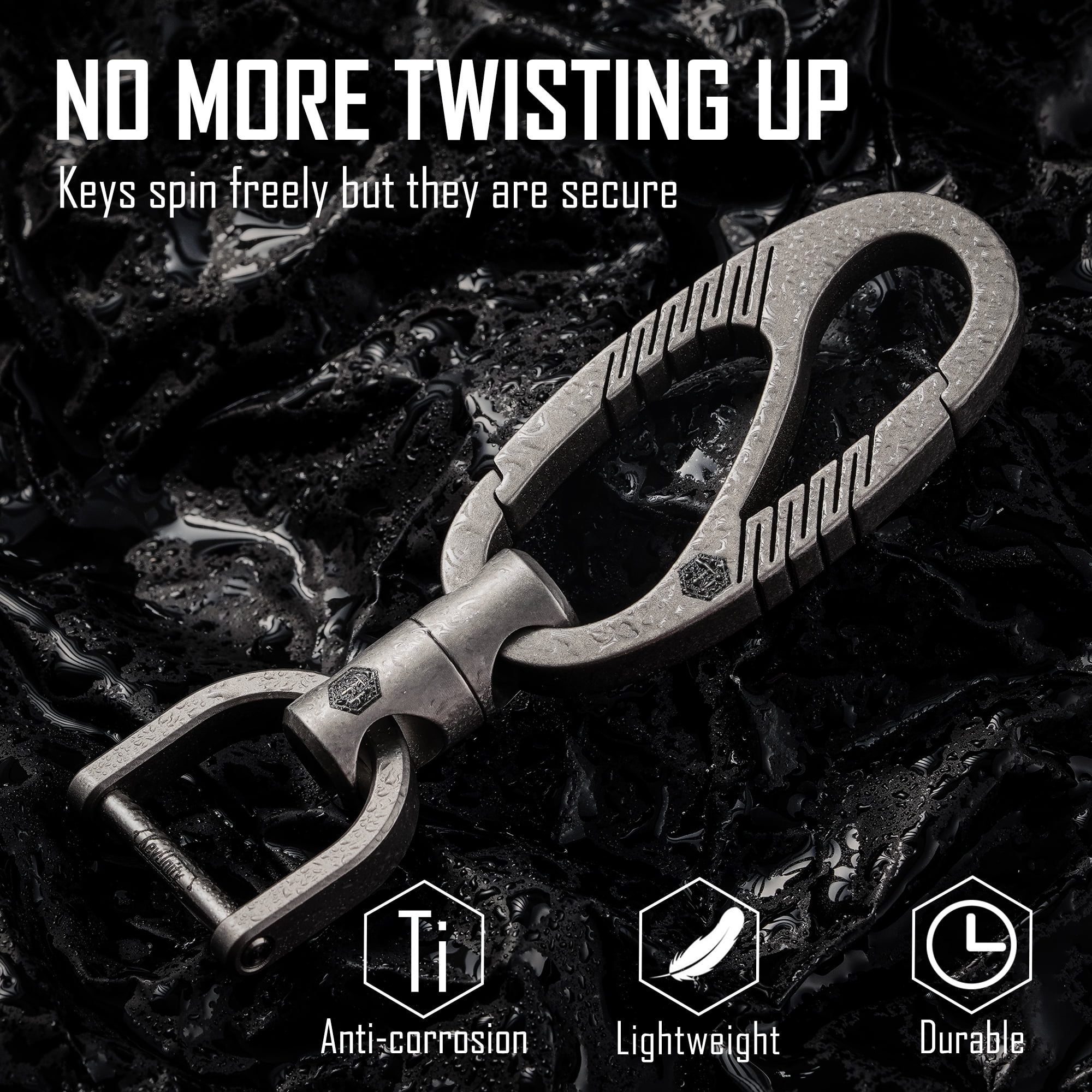 KM08 Titanium Carabiner Keychain Clip