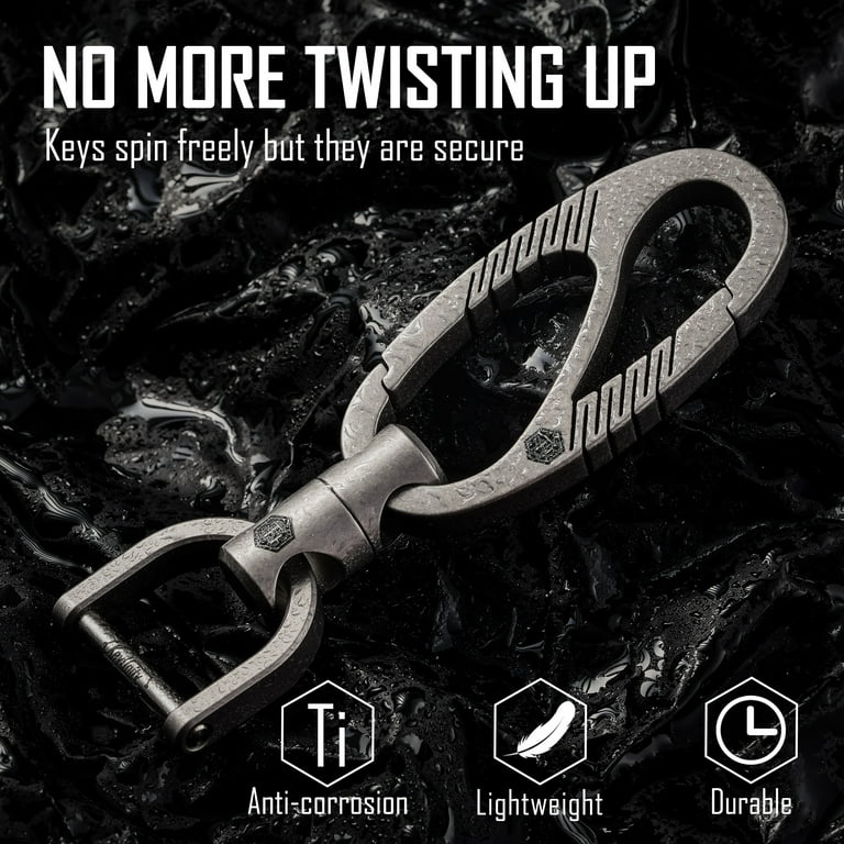 FEGVE Titanium Quick Release Swivel Keychain Key Keychain Clip with  Titanium Mini Quick Release Connecting Key Chain Rings