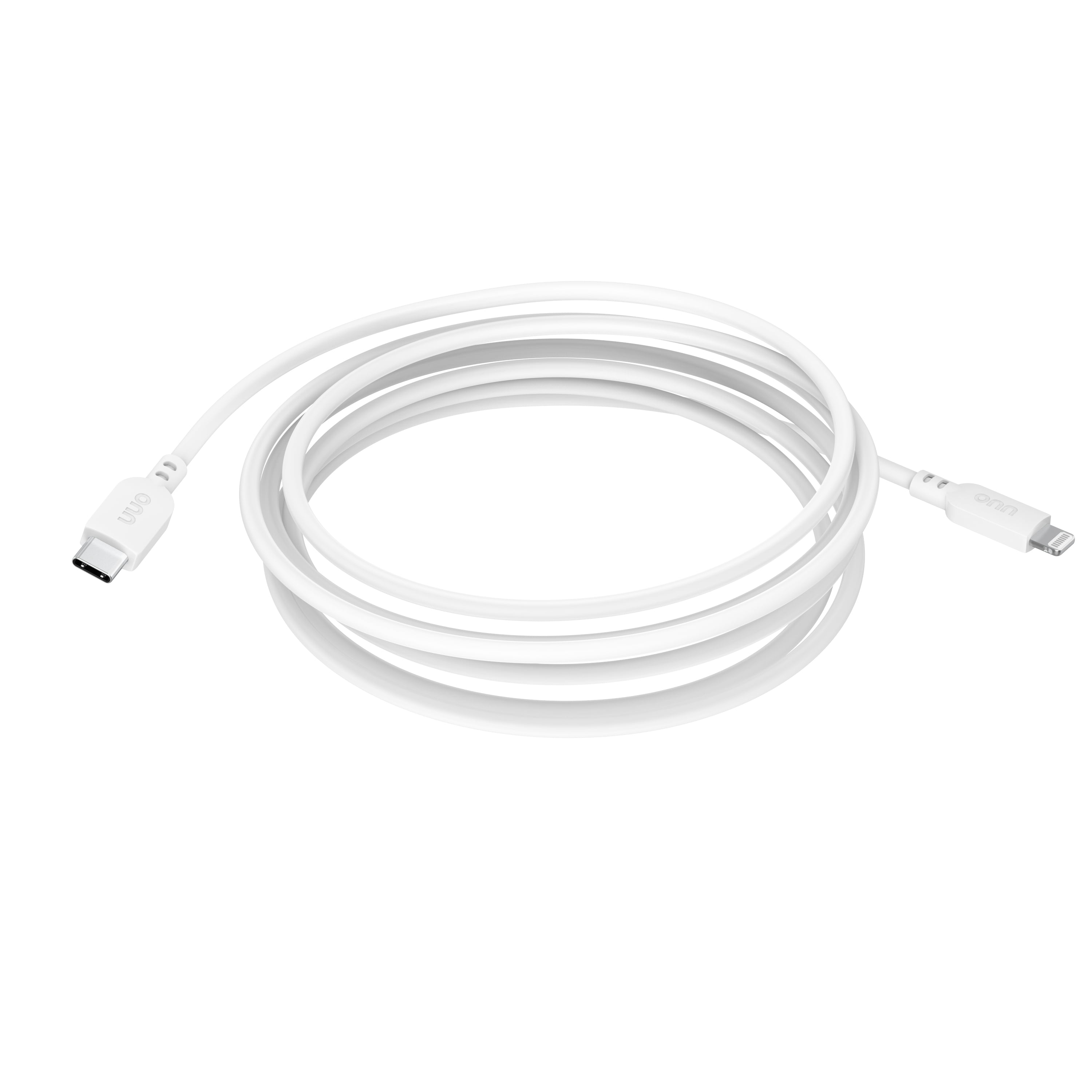 (2 pack) onn 6' Lightning to USB-C Charging Cable for iPhone, iPad, Mfi Certificated, White, Single Pack