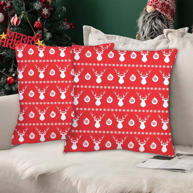 LSLJS Christmas Pillow Covers 18x18 Inch Set of 2 Christmas Tree Decorative Red Throw Pillows Winter Christmas Decor for Home Couch, Bedroom Pillowcase