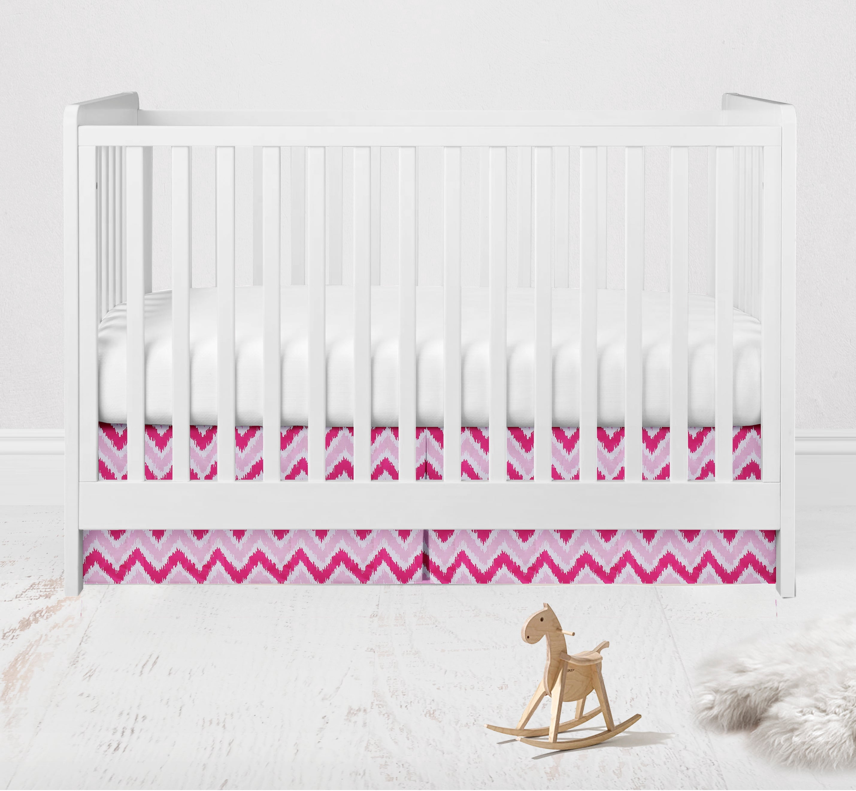 Bacati - Mix N Match Ikat Chevron/Dots Pink Fuchsia Musical Baby Crib Mobile
