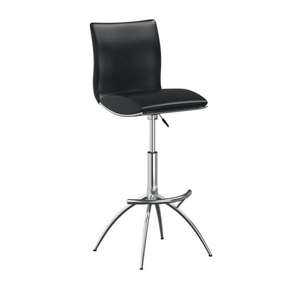 Deko 26-31 Inch Adjustable Height Barstool Chair, Set of 2, Chrome Black Faux Leather