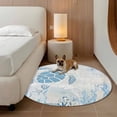 thumbnail image 3 of Blue Turtle Coastal Round Rug 4ft Washable Circle Entryway Rugs Non Slip Coral Summer Beach Nautical Ocean Blue Area Rug Indoor Floor Carpet for Bedroom Kitchen Living Room Home Office Dining Room, 3 of 8