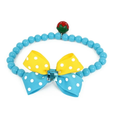 - Unique Bargains Square Faux Crystal Decor Pet Dog Maltese Round Beads Collar Necklace Blue M