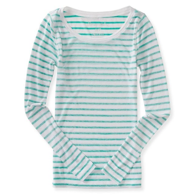 Camiseta Gráfica a Rayas Aeropostale para Mujer Verde Extragrande