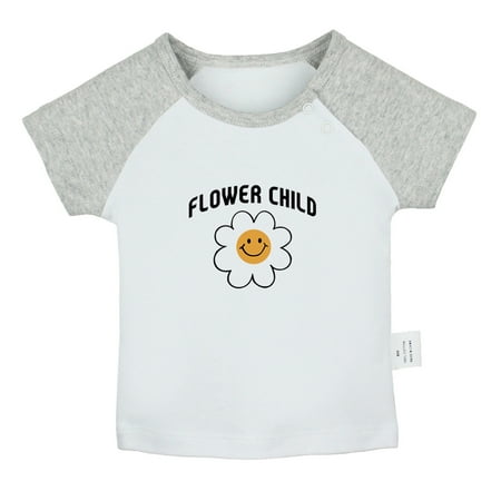

Flower Child Funny T shirt For Baby Newborn Babies T-shirts Infant Tops 0-24M Kids Graphic Tees Clothing (Short Gray Raglan T-shirt 18-24 Months)