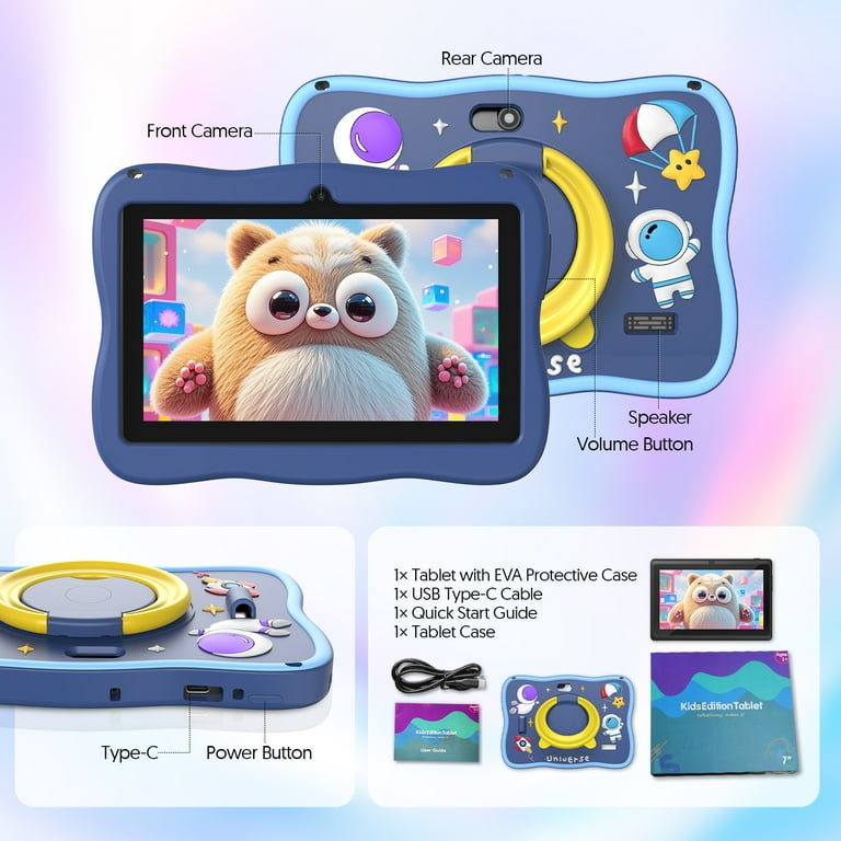 Kids Tablet, 7 inch Android 13 Tablet, Quad Core CPU, 4GB(2G+2G