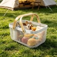 thumbnail image 5 of MODANU Metal Mesh Storage Basket with Handle, Garden Harvest Basket, Mesh Fruit Vegetables Gathering Basket Bin, Multi-Functional Metal Wire Basket for Kitchen Garden Picnic Cabinet, White, 5 of 9