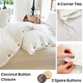 thumbnail image 3 of Simple&Opulence 100% Washed Linen Duvet Cover Full Size -3 Pieces - Natural Flax French Country Bedding Set - Breathable Farmhouse Comforter Cover with Coconut Button Closure - White, 3 of 8