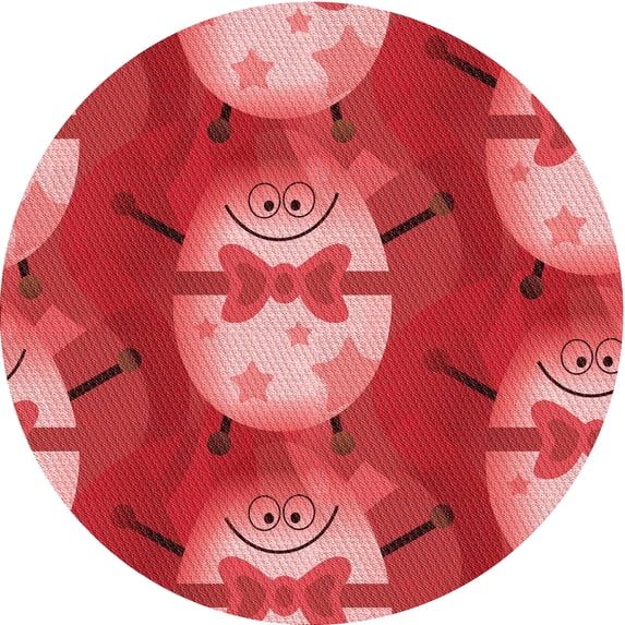 Ahgly Company Machine Washable Indoor Round Transitional Red Area Rugs, 4' Round