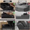 thumbnail image 6 of Rophefx 76" Oversized Chair Chaise Lounge Indoor, Corduroy Cloud Sofa Bed with Cup holder,Sleeper Reading Chair Boneless Couch for Living Room, Bedroom,Black, 6 of 8