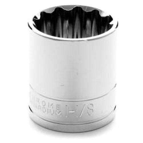 Chrome Socket, 1/2"" Drive, 1-1/8"", 12 Point, Shallow