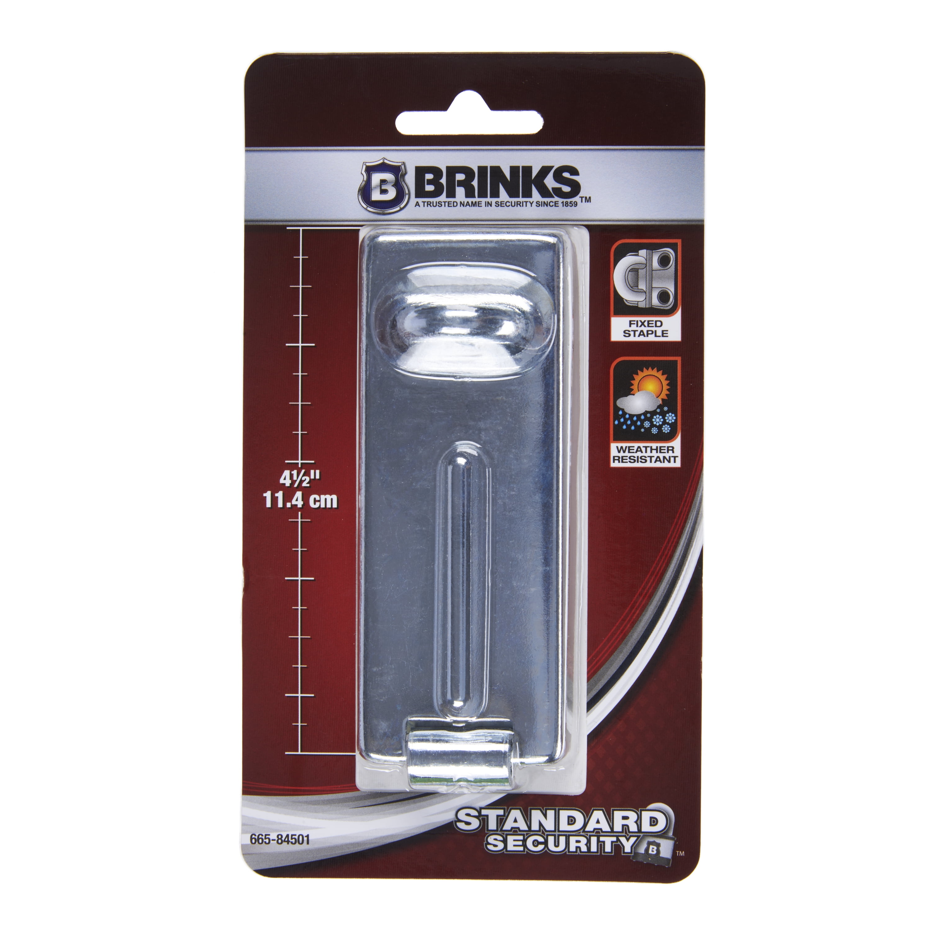 Brinks Zinc-Coated Fixed Staple Hasp with Hardened Steel Loop, 4.5 inch