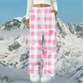thumbnail image 3 of Frostluinai Flannel Pajama Pants for Women Flush Plaid PJ Pants Elastic Waist Fleece Pj Lounge Trousers for Fall Winter with Pocket, 3 of 4